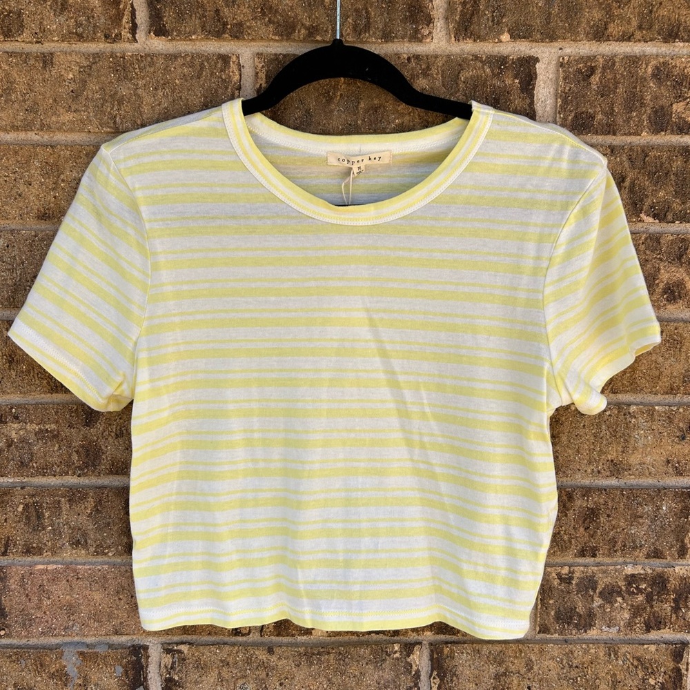 NWT Yellow and White Striped Crop Top